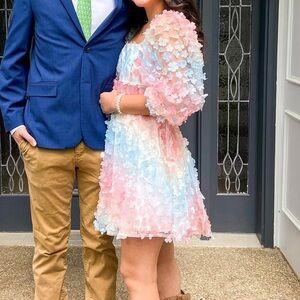 STORIA daisy appliqué mini dress